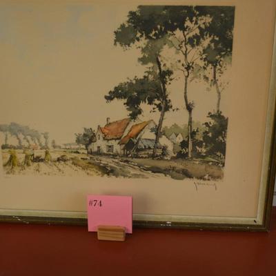 Roger Hebbelinck (1912-1987) Vintage Framed Artwork 346/350