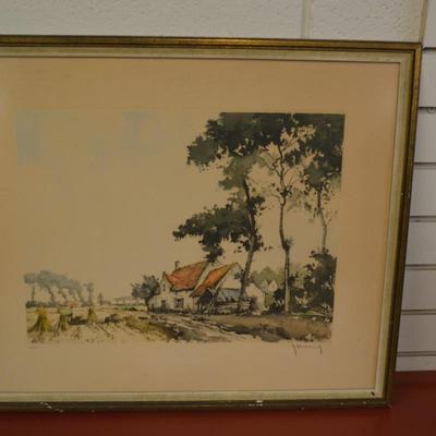 Roger Hebbelinck (1912-1987) Vintage Framed Artwork 346/350