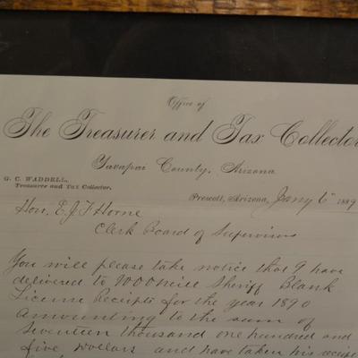 Framed & Matted Loan Repayment Receipt from 1889