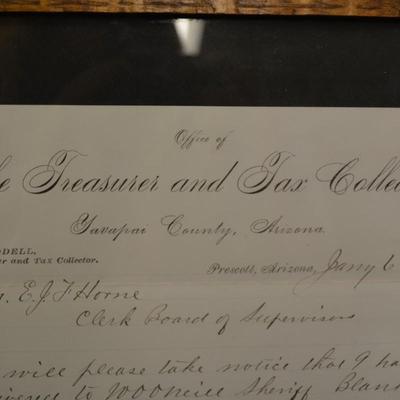 Framed & Matted Loan Repayment Receipt from 1889