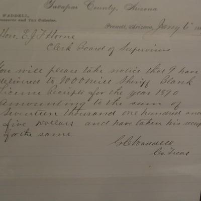 Framed & Matted Loan Repayment Receipt from 1889