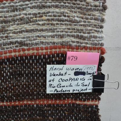 Thick Hand Woven Wool Blanket 1982 Measures 80"x94"