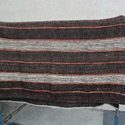 Thick Hand Woven Wool Blanket 1982 Measures 80