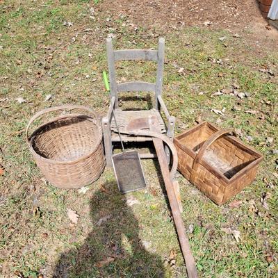 Antique Tools, Baskets and a Children's Chair (BG-DW)