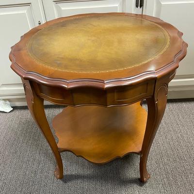 Pair of Vintage Midcentury Side End Tables Round and Square