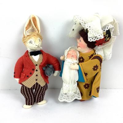 206 Vintage Gladys Boalt Rabbit Mom and Baby Ornaments