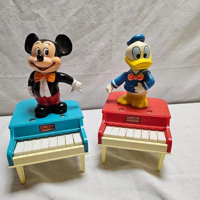 Vintage Disney Coin Banks + Two Mini Toy Pianos (BO-JS)