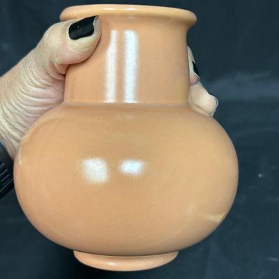 Vintage Metlox California Pottery Pinky Peach Flower Vase