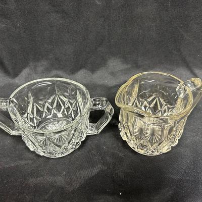 Vintage Clear Pressed Glass Cream and Sugar Set