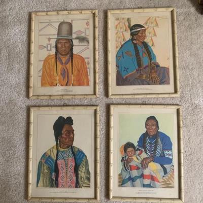 Native American Men Art Pieces x4