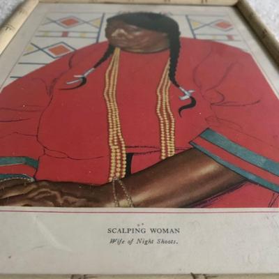 Native American Women and Children Art Pieces x3