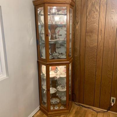 Corner Hutch with Glass Shelves