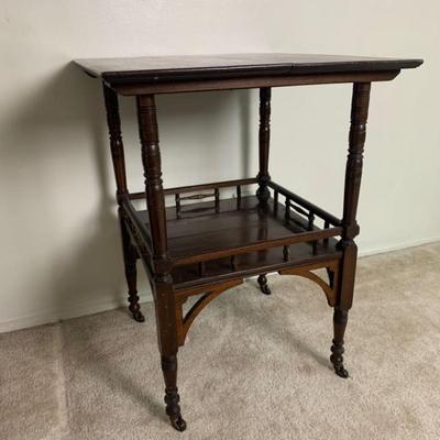 Wood Side Table with Wheels