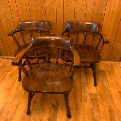 Solid Wood Kling Colonial Chairs x3