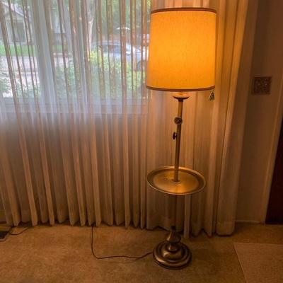 Vintage Brass Floor Lamp with Table