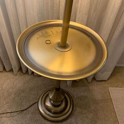 Vintage Brass Floor Lamp with Table