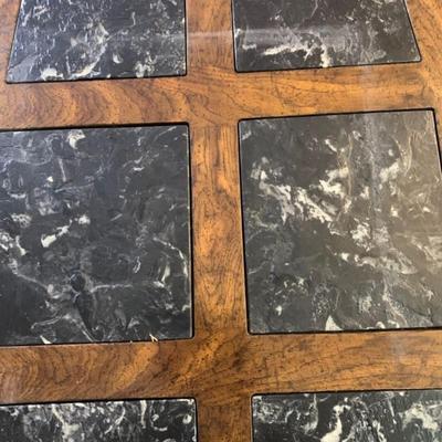 Solid Wood Coffee Table with Stone Insets