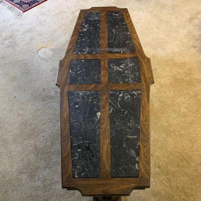 Solid Wood Coffee Table with Stone Insets