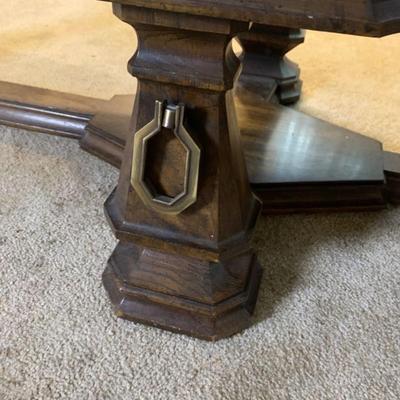 Solid Wood Coffee Table with Stone Insets