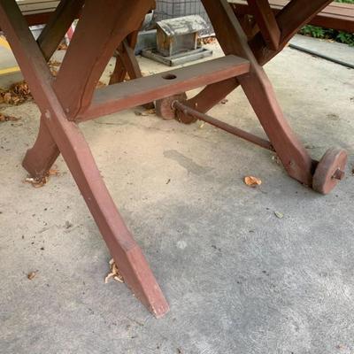 Wood Round Picnic Table with Benches