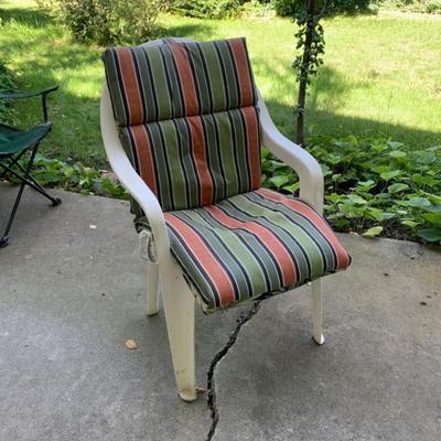 White Plastic Lawn Chair with Cushion