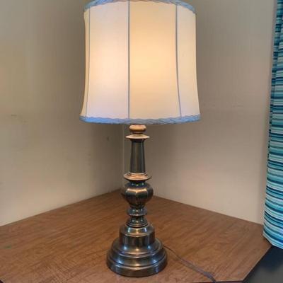 Brass Table Lamp with Braided Shade