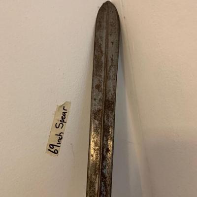 Long Spear with Dark Wood Handle