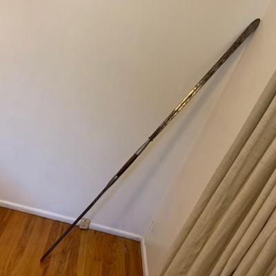 Long Spear with Dark Wood Handle
