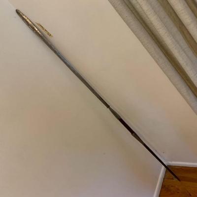 Long Spear with Dark Wood Handle