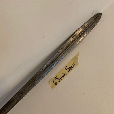 Long Spear with Dark Wood Handle