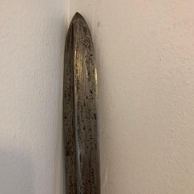Long Spear with Dark Wood Handle