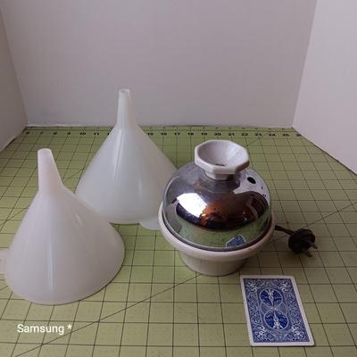 Vintage Electric Egg Cooker and Funnels
