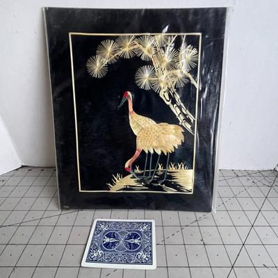 Asian Wall Art Wheat Stalk Hand Cut Painted On Silk 