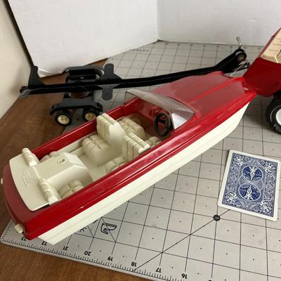 Vintage Tonka Jeep with Boat and Trailer