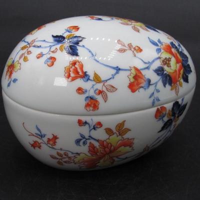 Vintage Limoges France Porcelain Egg Floral Victorian Decor Trinket Box