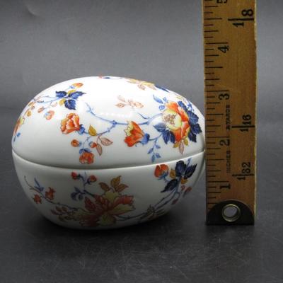 Vintage Limoges France Porcelain Egg Floral Victorian Decor Trinket Box