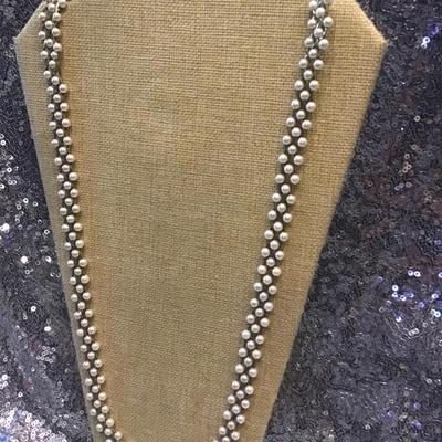Gold Chain Threaded Pearl Style Necklace
