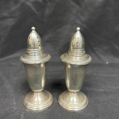 Vintage Weighted Crown Sterling Silver Salt and Pepper Shakers