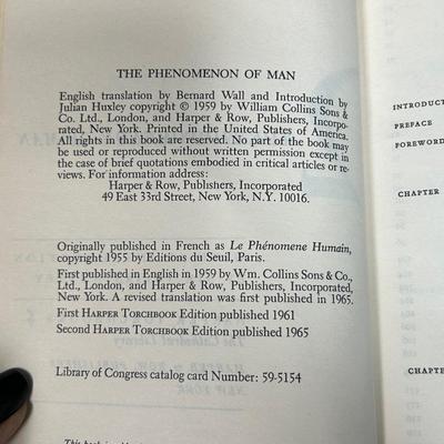 The Phenomenon of Man by Teilhard de Chardin 1965 The Cathedral Library Spiritual Book