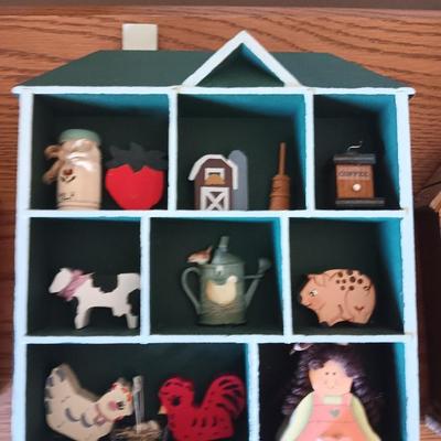 COUNTRY HOUSE SHADOWBOX FULL OF MINIATURES WITH BARN SHADOWBOX