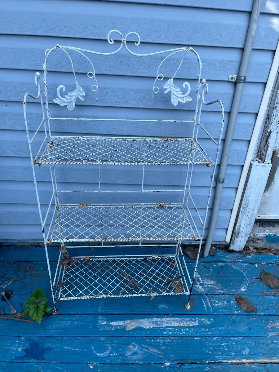 3 tier wrought iron shelf