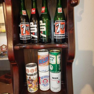Empty beer cans & 7up bottles