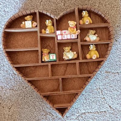SMALL CHERISHED TEDDIES WITH HEART SHAPED SHADOWBOX