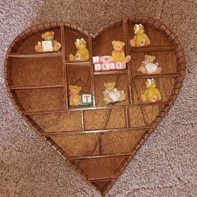 SMALL CHERISHED TEDDIES WITH HEART SHAPED SHADOWBOX