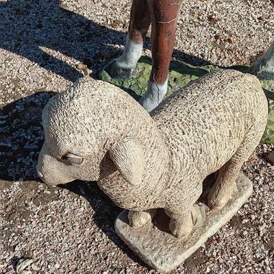 CEMENT YARD ART HORSE AND LAMB