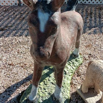 CEMENT YARD ART HORSE AND LAMB