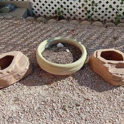 THREE CERAMIC PLANT POTS