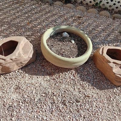 THREE CERAMIC PLANT POTS