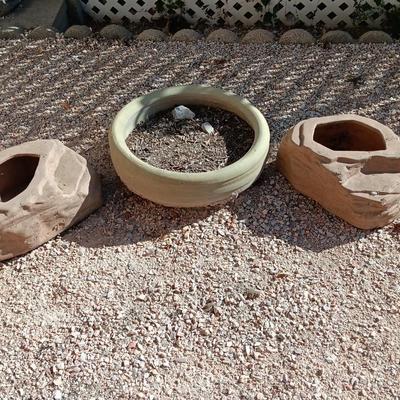 THREE CERAMIC PLANT POTS