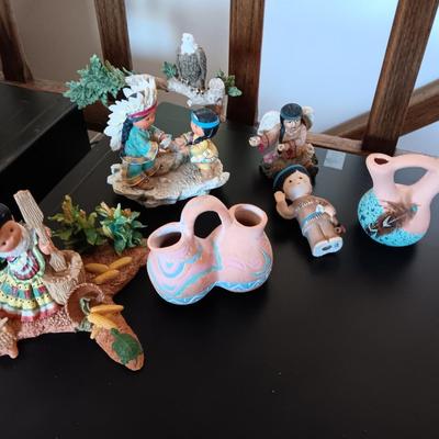 FRIENDS OF THE FEATHER  NATIVE AMERICAN FIGURES AND SMALL POTTERY PIECES